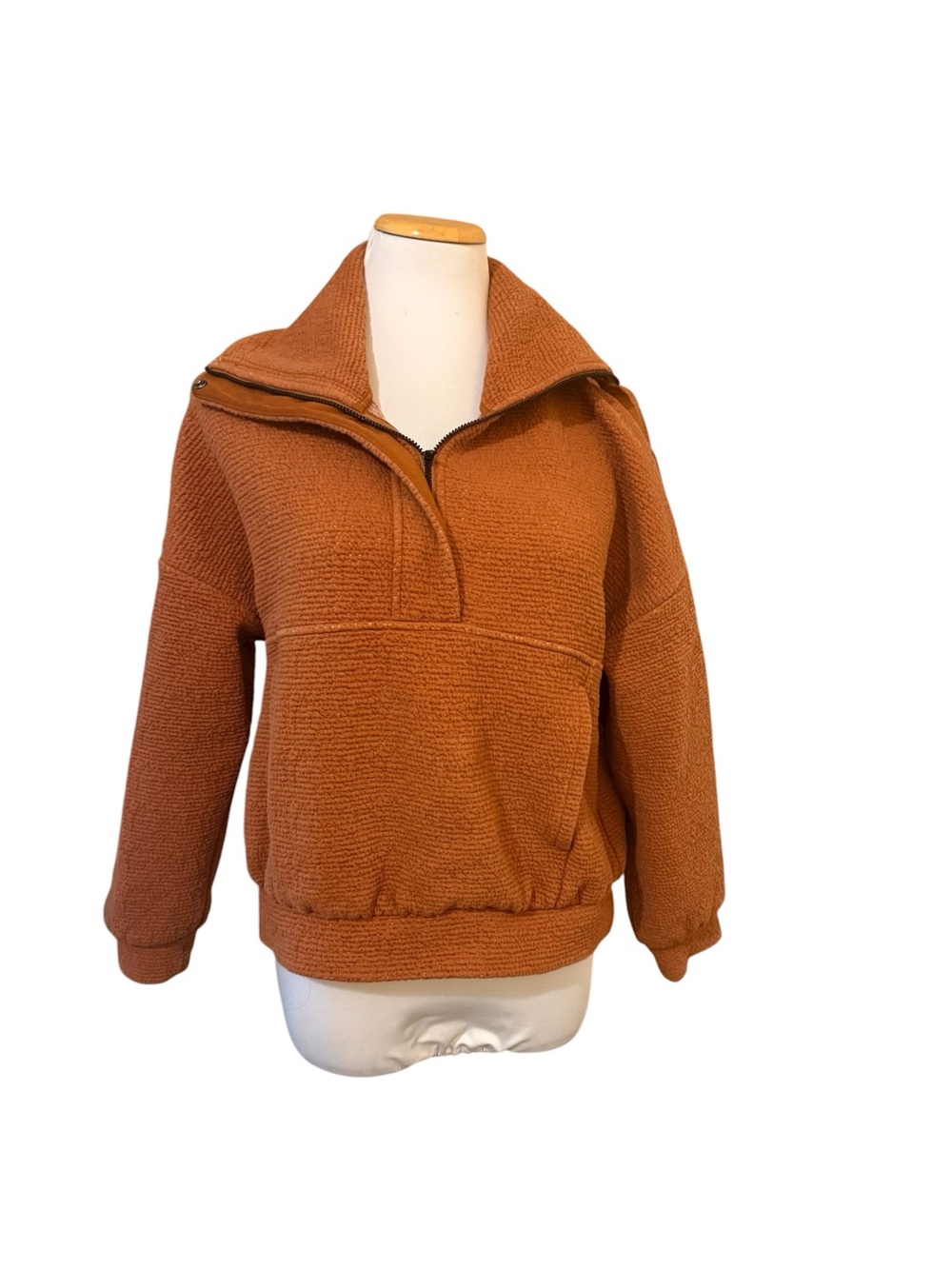 Calia Cozy Half-Zip Pullover - Rust Orange